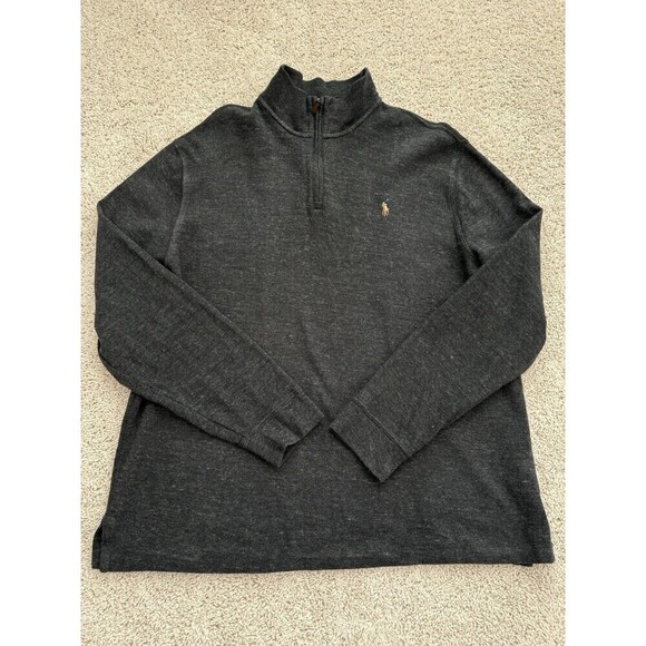 Polo Ralph Lauren Other - Polo Ralph Lauren Men’s XL Estate Rib 1/4 Zip Charcoal Sweater Flesh Pony Casual
